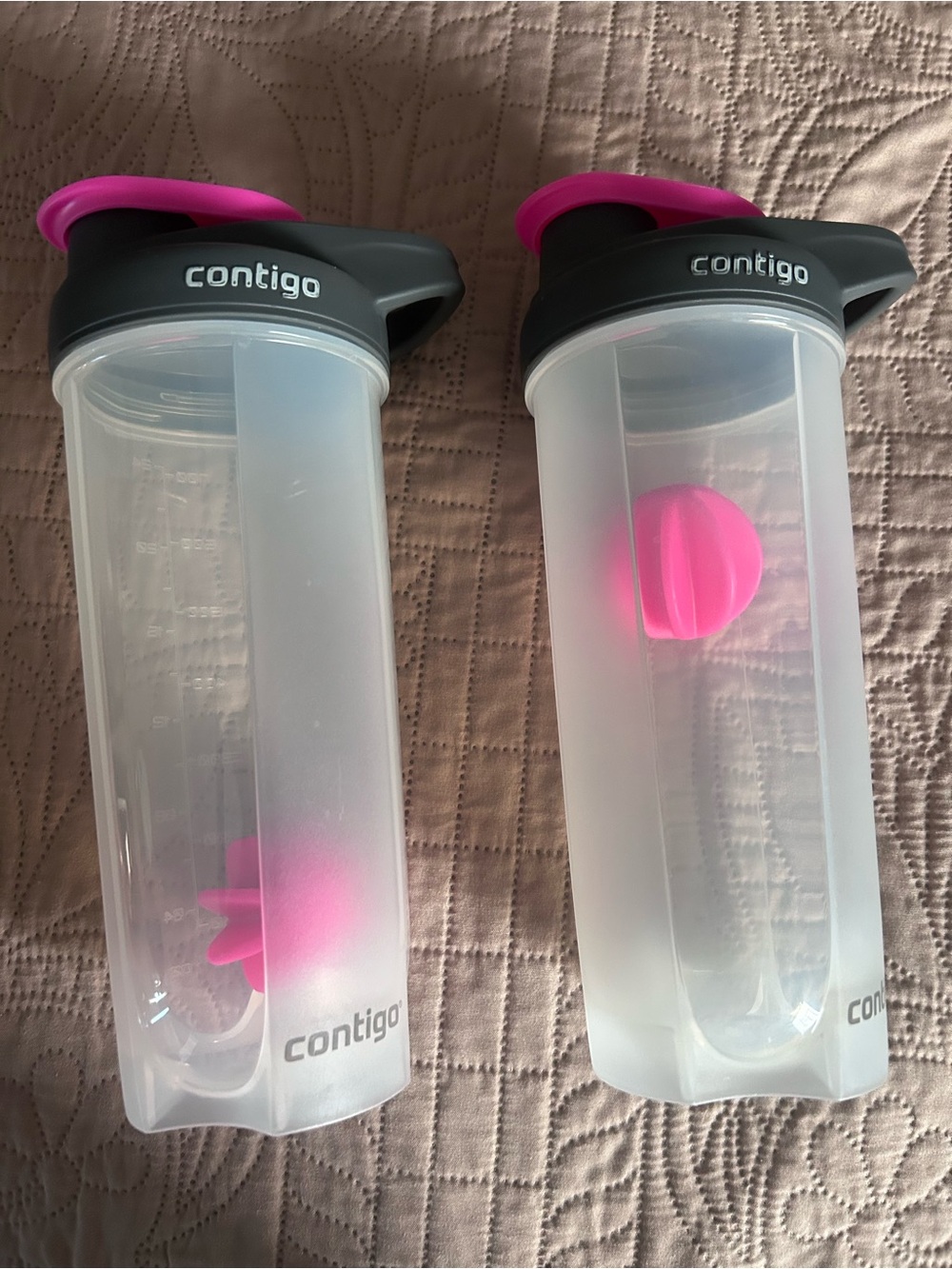Contigo Clear Protein Shaker Bottles with Pink Accents - Set of 2